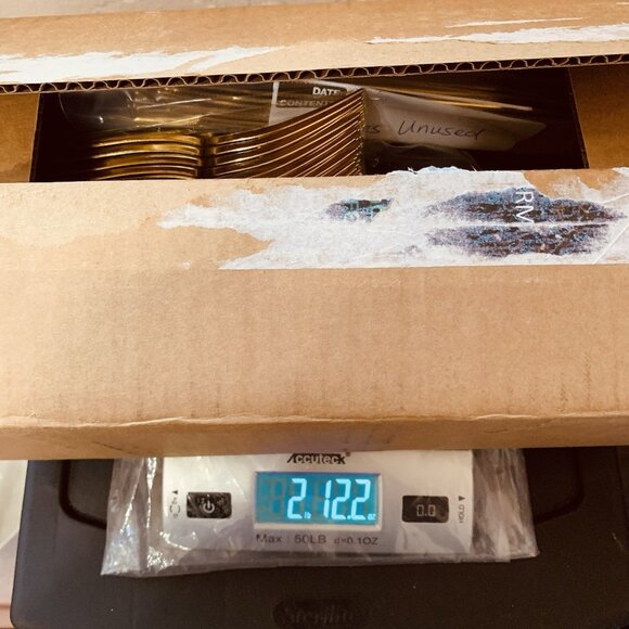 Golden Plastic Knives, Forks, Spoons Heavyweight Weddings Parties Unused - Picture 7 of 7